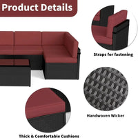 Outdoor Black PE Wicker Patio Sectional Sofa Set - All-Weather Couch Seating