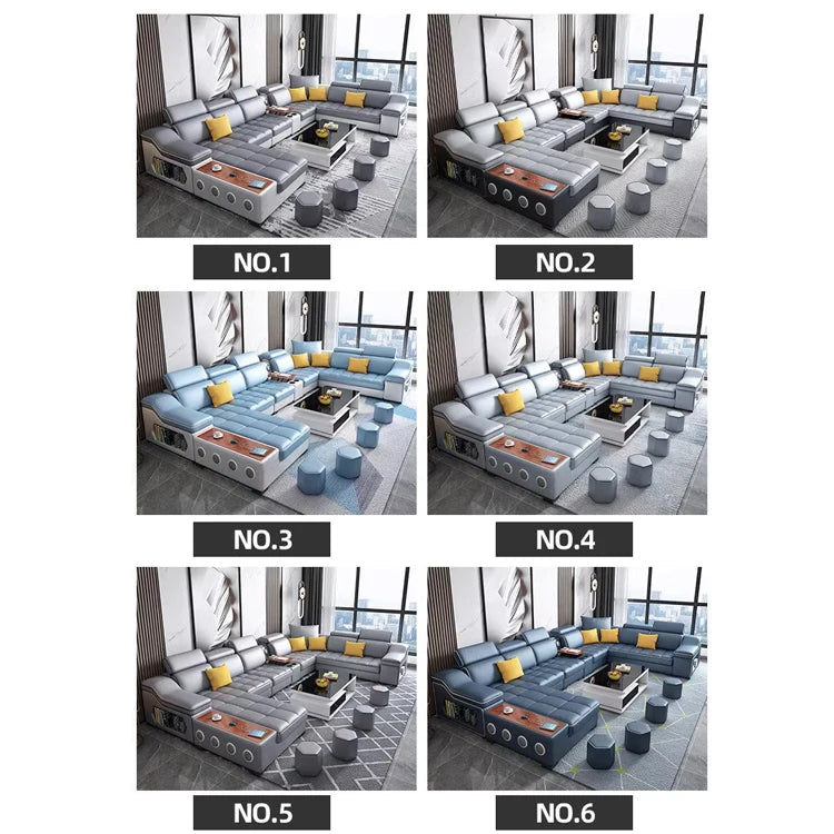 For Multifunctional U-Shaped Sofa Set Fabric Corner Sofa With Usb Speaker  Living Room Furniture 7 Seater Sofa China Furniture