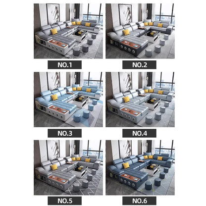 For Multifunctional U-Shaped Sofa Set Fabric Corner Sofa With Usb Speaker  Living Room Furniture 7 Seater Sofa China Furniture