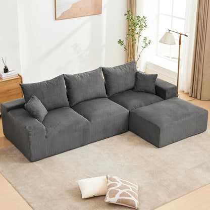 Luxury-Style 110" Modular Sectional Sofa – L-Shaped Cloud Couch with Chaise Lounge, Boneless Deep Seat Sofa for Living Room