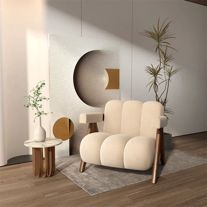 Nordic Wood Living Room Chairs Modern Living Room Sofas Home Balcony Single Leisure Back Armchair Fabric Sofa Chair Furniture