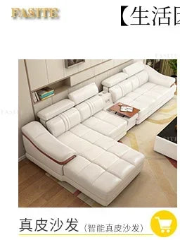 Long - lasting Genuine leather sofa, cowhide top layer, large and small unit, living room corner combination