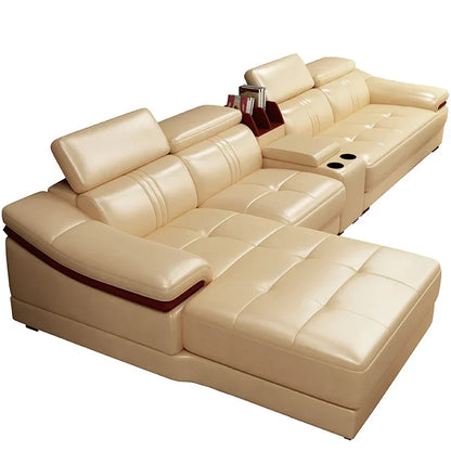 Genuine leather sofa head layer cowhide small unit,simple and modern functional, fashionable leather sofa combination decoration