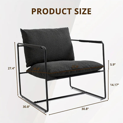 Modern Mid-Century Accent Chair, Metal Frame Armchair with Upholstered Foam Cushion for Living Room, Bedroom, Office