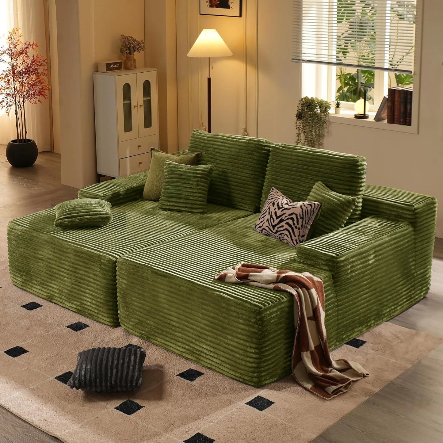 Vacuum Compression Sofa, Sofa Block Combination Fabric Sofa, Living Room Sofa Bed, 2 Pieces of The Same Color Sofa