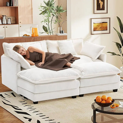 77.6" Chenille Cloud Loveseat Sofa with Deep Seats & Pillows