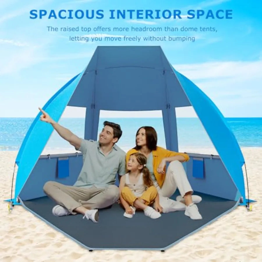 Portable Beach Tent for// with UPF 50+ UV Protection Lightweight and Foldable Sun Shelter with 5 Sand Bags Easy Setup Windproof