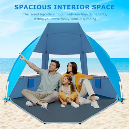 Portable Beach Tent for// with UPF 50+ UV Protection Lightweight and Foldable Sun Shelter with 5 Sand Bags Easy Setup Windproof