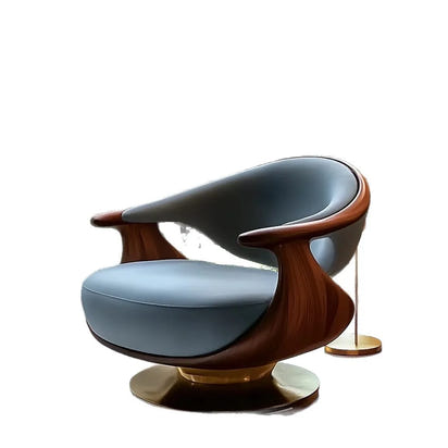 Walnut leather ingot chair light luxury single sofa