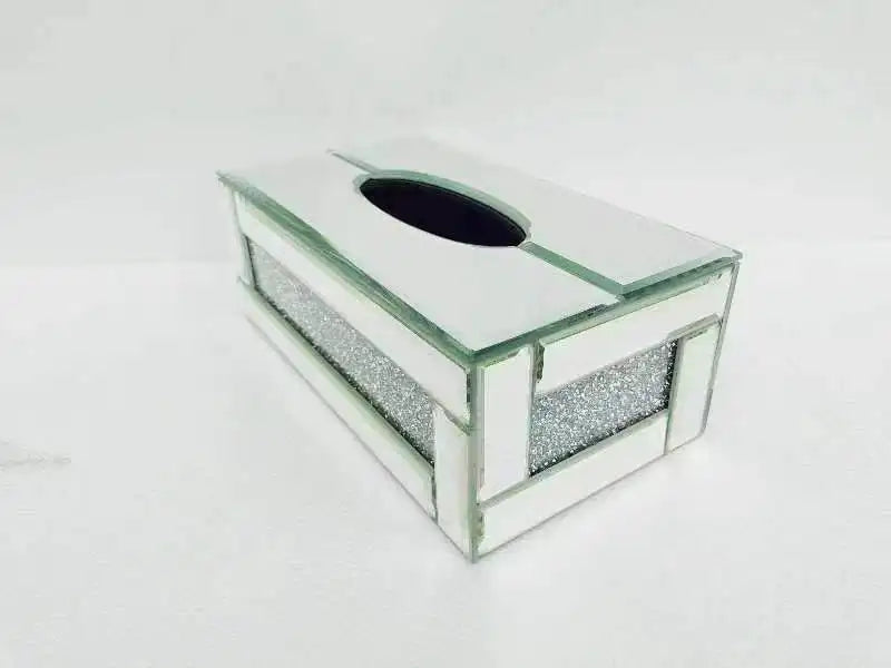 2024 hot sale modern light luxury rose gold 3D three-dimensional mirror rhinestone glass living room square coffee table corner