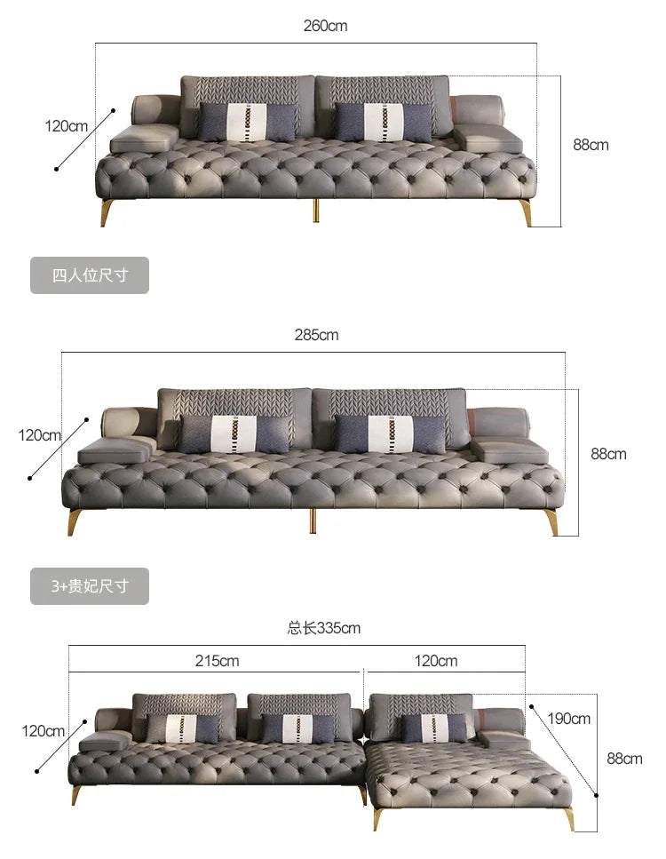 Italian Genuine Leather Sofas Sectional Modern Luxry Designer Loveseat Sofa 3 Piece Set Woonkamerbanken Living Room Furniture