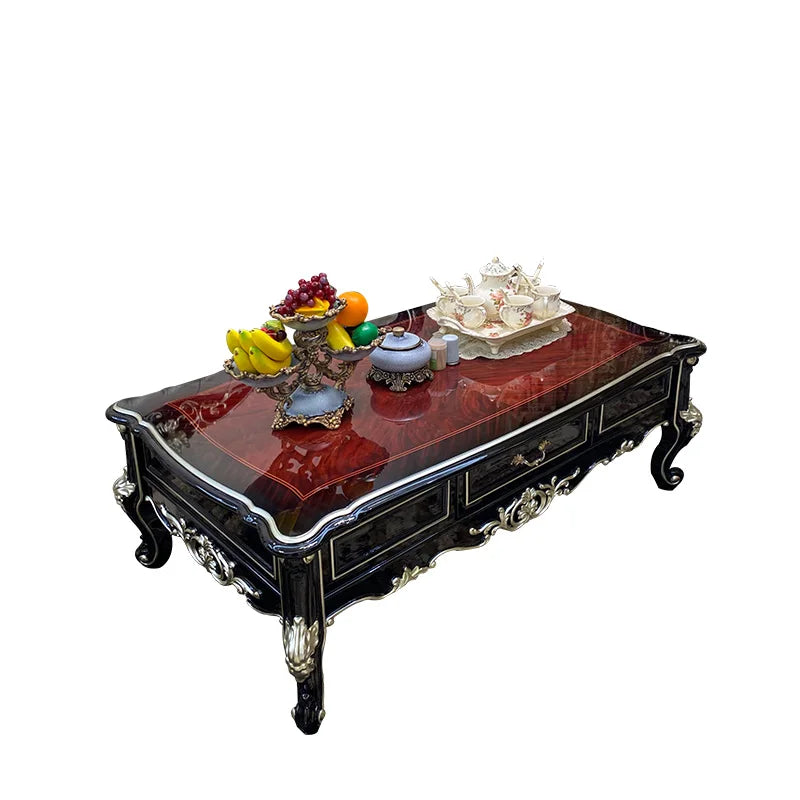 Solid wood coffee table, ebony piano paint high-end luxury solid wood tea table