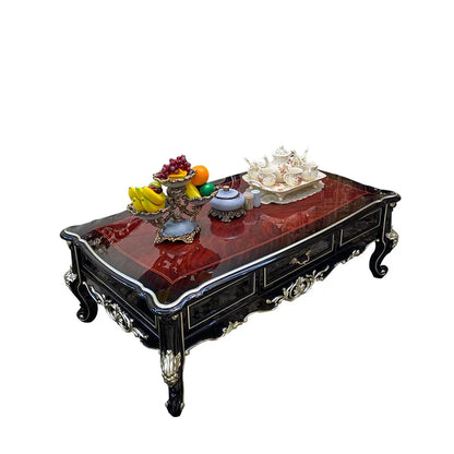 Solid wood coffee table, ebony piano paint high-end luxury solid wood tea table