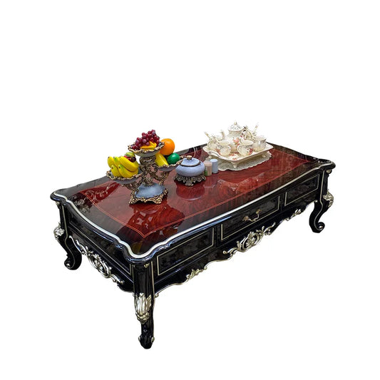Solid wood coffee table, ebony piano paint high-end luxury solid wood tea table