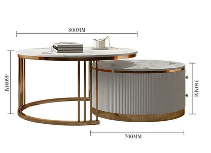 L # Best Selling Popular Marble Coffee Table Luxury Modern Marble Round Stainless Steel Corner Table
