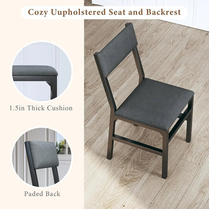 Dining Table Set for 4, Extendable Kitchen Table Cushion Chairs Set of 4, Rectangle Dining Table with Metal Frame & MDF Board