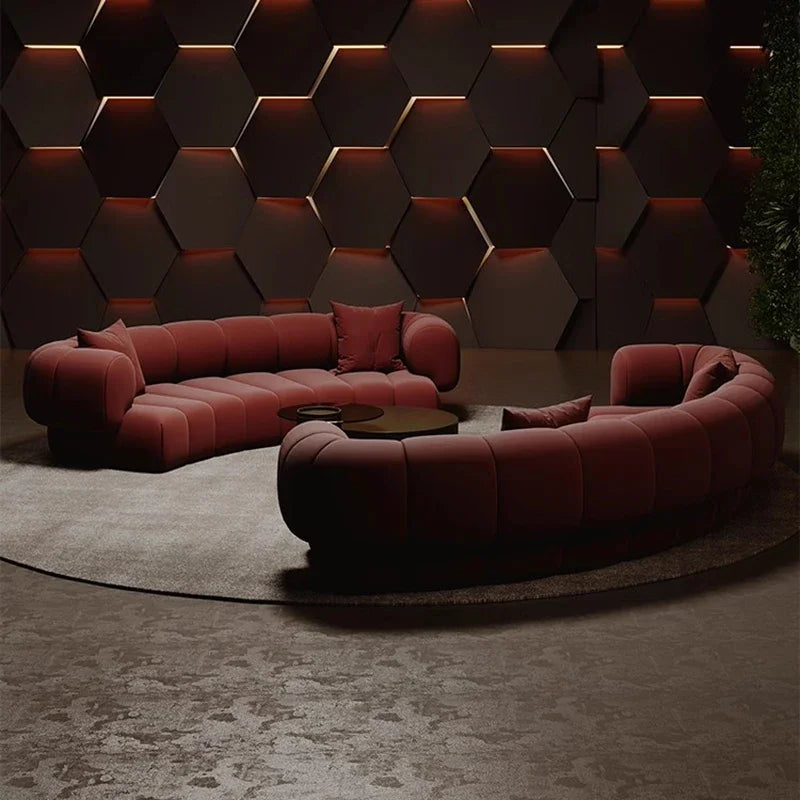 #  Nordic Semi Circular Arc Sofa Modern Designer Beauty Salon Reception Office Sofa Hotel Rest Area Office Furniture Transat