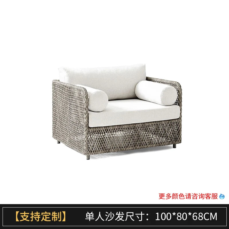 Nordic outdoor sofa, courtyard, terrace, balcony, leisure rattan chair, living room, outdoor waterproof High Quality