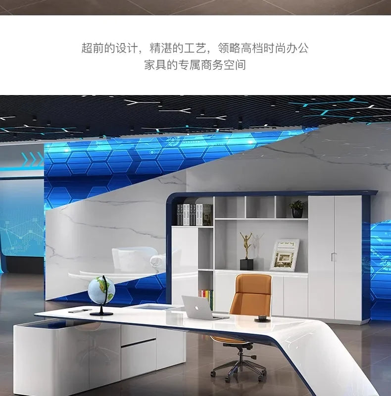 L Shaped Wooden Designer Office Desks Modern Luxury Drawers Large Computer Desks Asthetic Study Escritorio Office Furniture