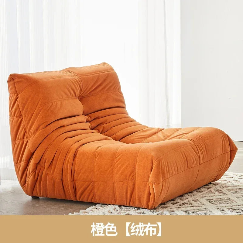 Caterpillar Lazy Sofa for Bedroom, Flannel Fabric, Small Unit Living Room, Leisure Chair, Netting Red, Modern Single Person Sofa