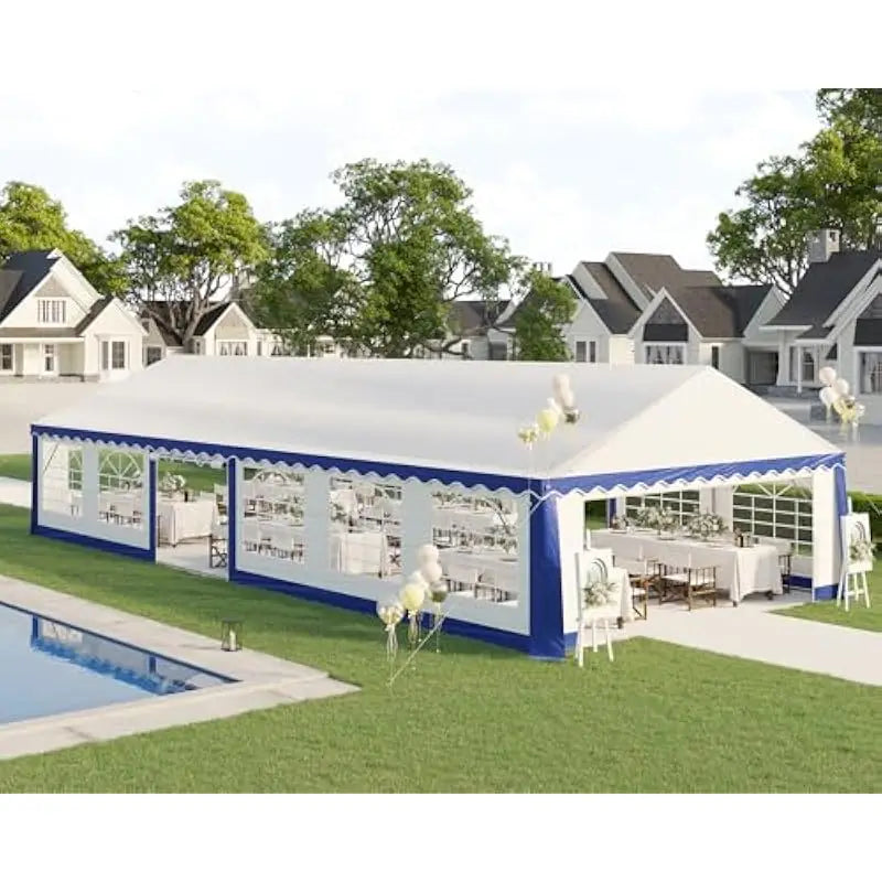 20x40 FT All-Weather Outdoor Canopy Tent with Full Sidewalls Roll-Up Doors PVC Windows and Reinforced Steel Frame Waterproof UV-