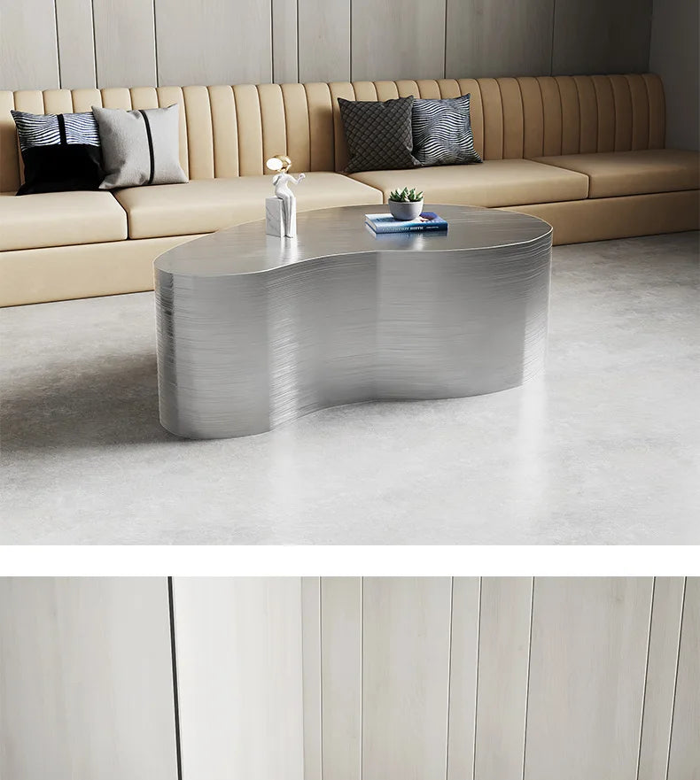 Creative special-shaped stainless steel light luxury mirror modern living room simple tea table coffee irregular table