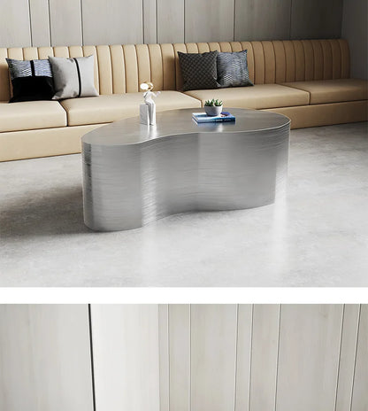 Creative special-shaped stainless steel light luxury mirror modern living room simple tea table coffee irregular table
