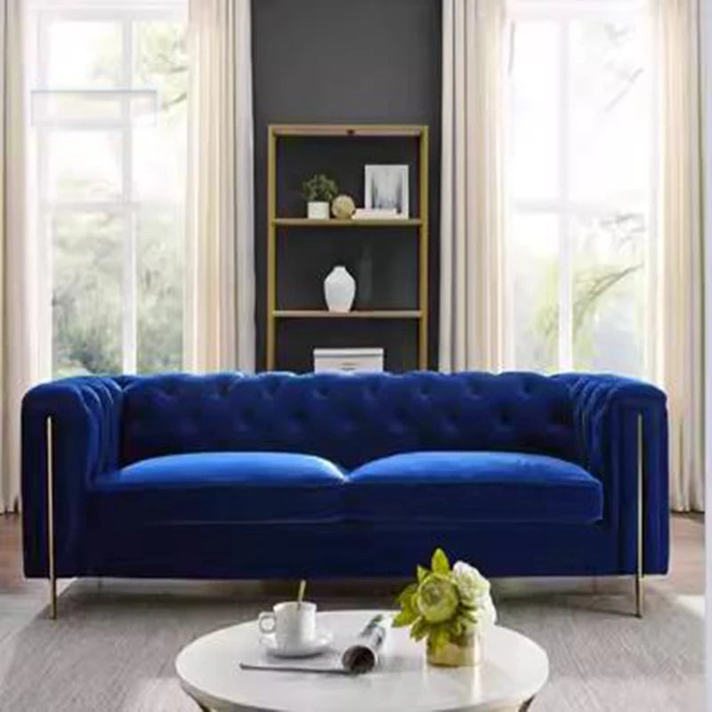 Simple Minimalist Light Luxury Fabric Sofa Set Furniture Velvet 1- 3 Seat Honeycomb Stainless Steel Living Room Sofas For Home