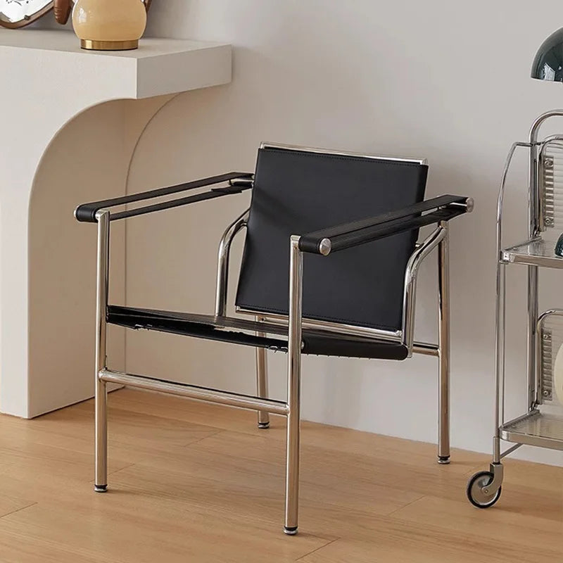 Nordic Modern Medieval Style Stainless Steel Tube Leisure Lounge Chair Designer Furniture Hotel Home Matching Coffee Shop Chair