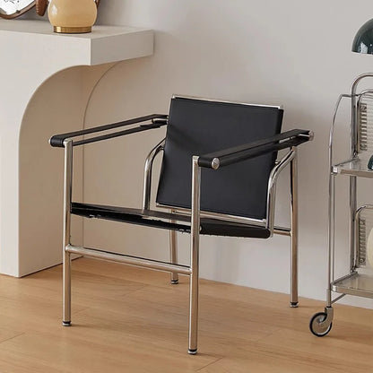 Nordic Modern Medieval Style Stainless Steel Tube Leisure Lounge Chair Designer Furniture Hotel Home Matching Coffee Shop Chair