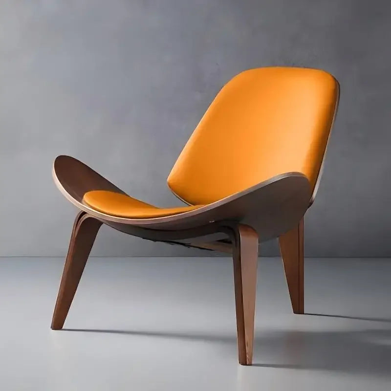 Nordic Solid Wood Walnut Color Leisure Chair Creative Simple Modern Three-legged Shell Chair Living Room Cafe Hotel Furniture