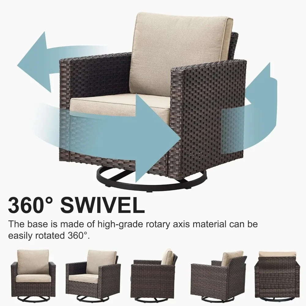 Rattan Wicker 3-Piece Outdoor Patio Set with Sofa, Coffee Table, and Cushions for Garden, Balcony, or Poolside