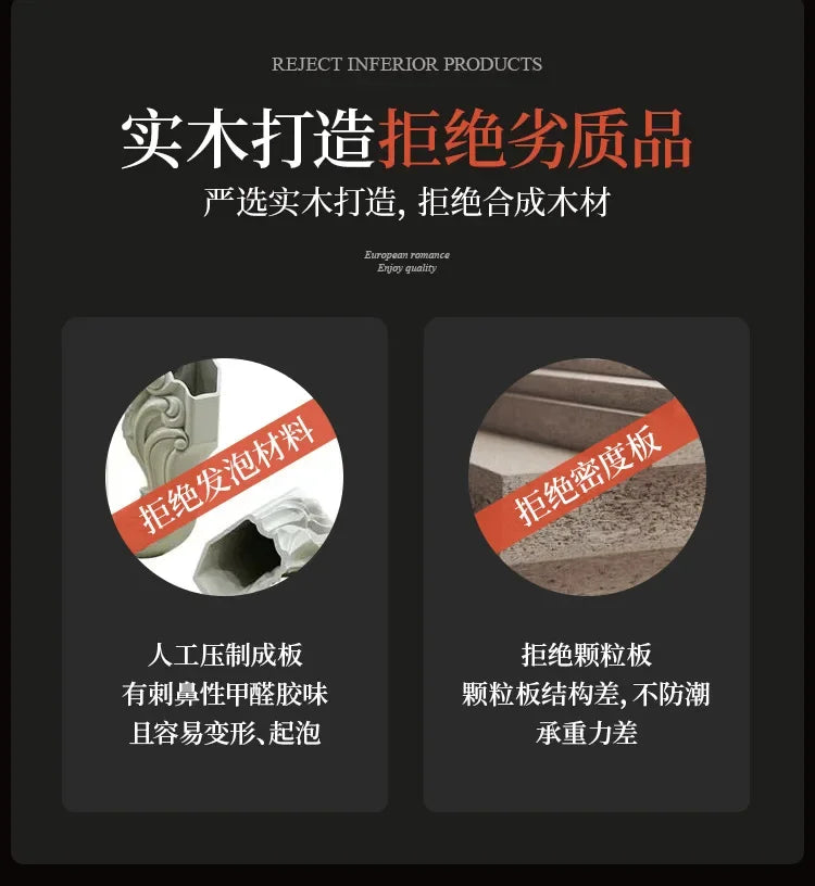 A07 European dining table and chair combination glass surface classical luxury solid wood carving flower round table with turnta