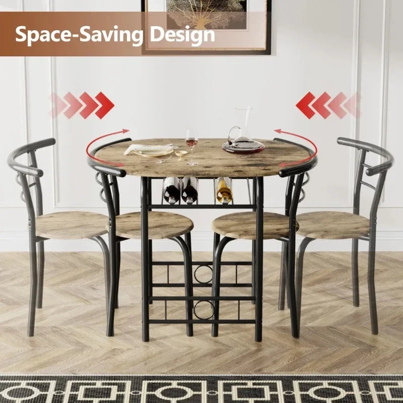 Vineego 3-Piece Small Kitchen Dining Set for 2 Black Wooden Table And Chairs Space Saving Breakfast Set