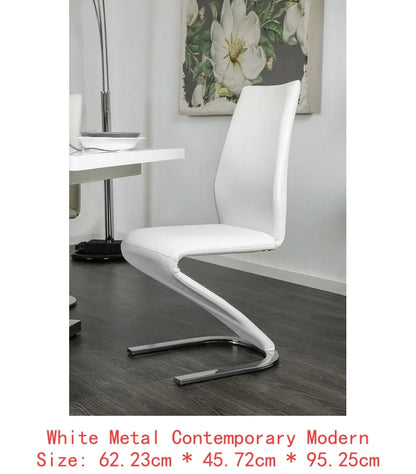 Contemporary Z-Shaped Chair Base - Set of 2 Dining Chairs - Black Leatherette with Chrome Finish - Stylish Side Chairs for
