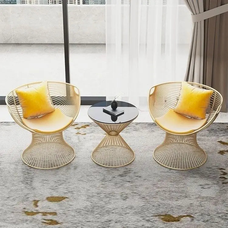 High-end stainless steel dining chair single sofa chair designer home living room wrought iron balcony