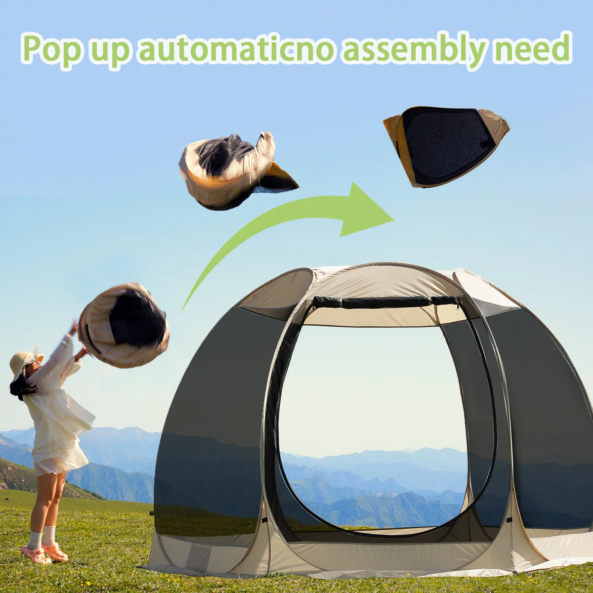 Portable Screen House Tent with Mosquito Net 6-8 Person Camping Backyard Patio & Protection Outdoor Shelter Suitable for family