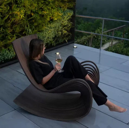 Rocking Chair Single Solid Wood Lounge Chair Lazy Sofa Chair for Living Room Balcony