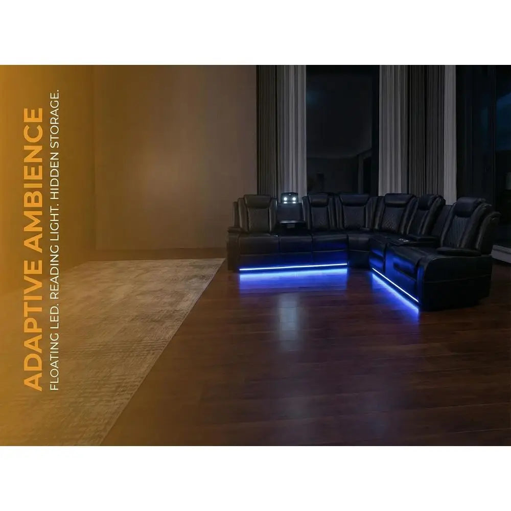 Power Recliner Set with LED, Cup Holders & Home Theater