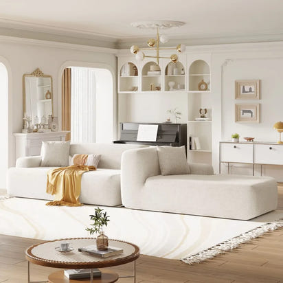 U_Style Modern Large LShape Modular Sectional Sofa for Living Room Bedroom Salon 2 Piece Free Combination Simplified Style old