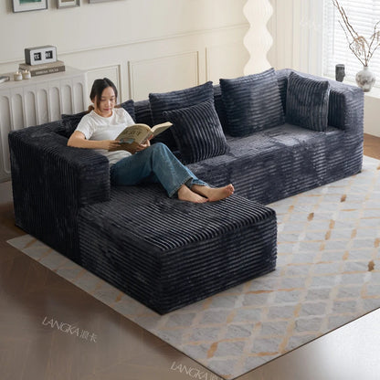 Oversized Boneless Double Lounge Sofa Chair Compressed Sectional Cloud Couch Corduroy L Shape Sofa Bed Couch Divano Da Soggiorno