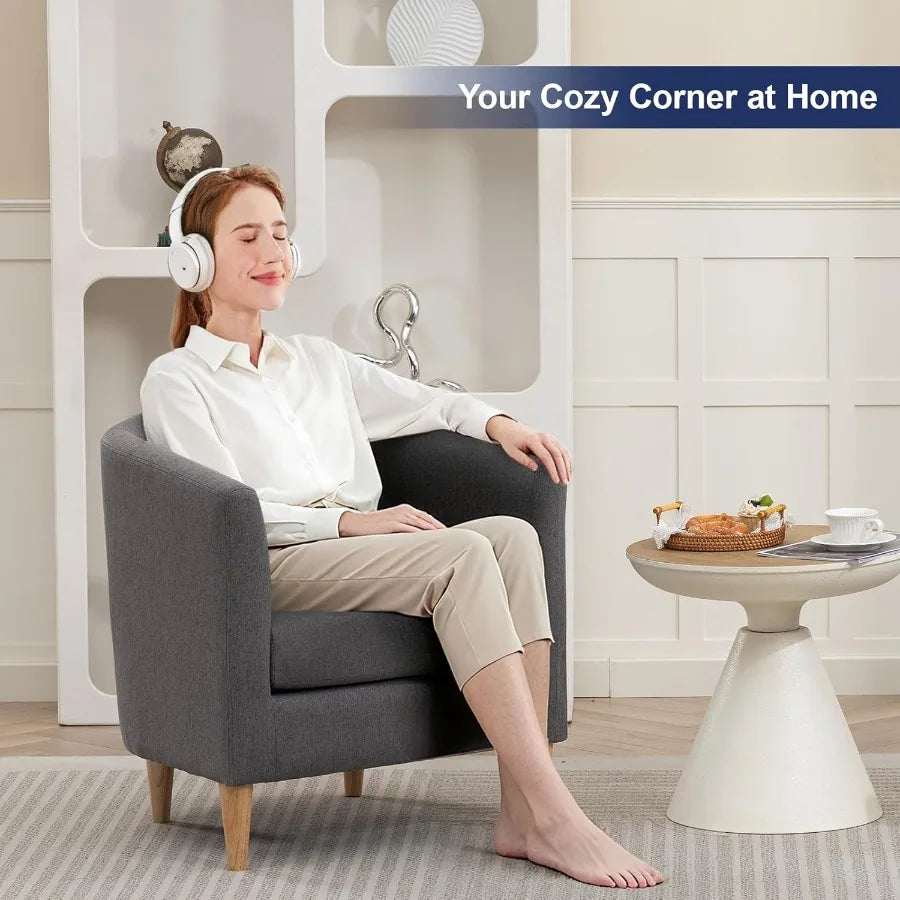 Modern Comfy Accent Barrel Chair with Armrest for Living Room Bedroom Reception Room or Cafe Soft Padded Design for Cozy Relaxa