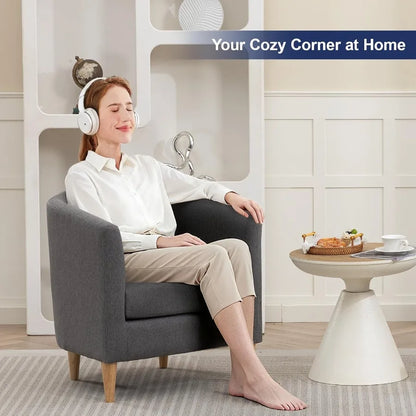 Modern Comfy Accent Barrel Chair with Armrest for Living Room Bedroom Reception Room or Cafe Soft Padded Design for Cozy Relaxa