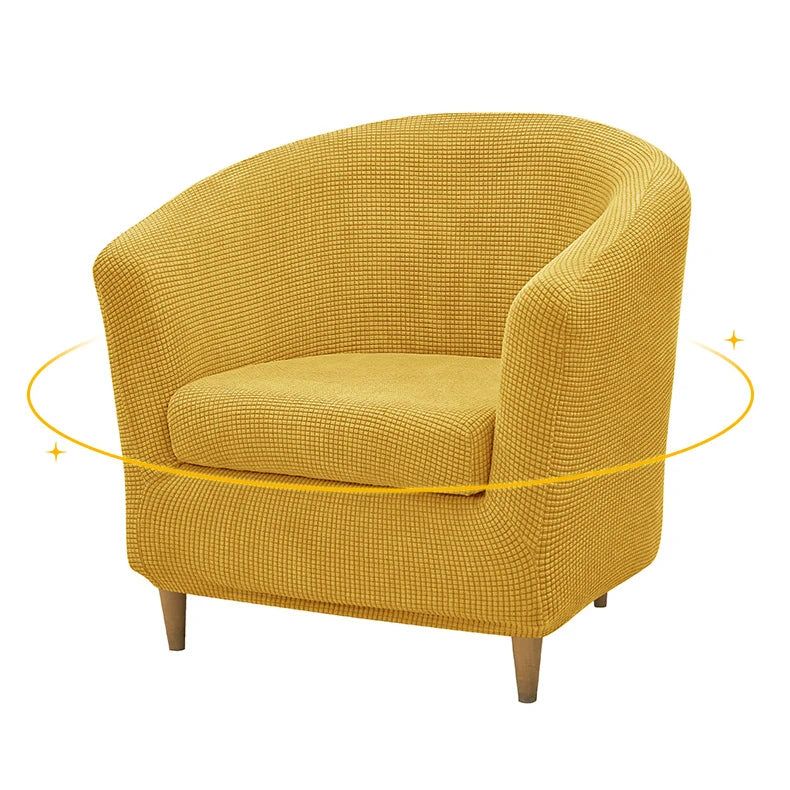 2pcs/set Jacquard Stretch Club Armchair Slipcover 1pc Barrel Tub Sofa Cover + 1pc Polar Fleece Couch Cover Furniture Protector