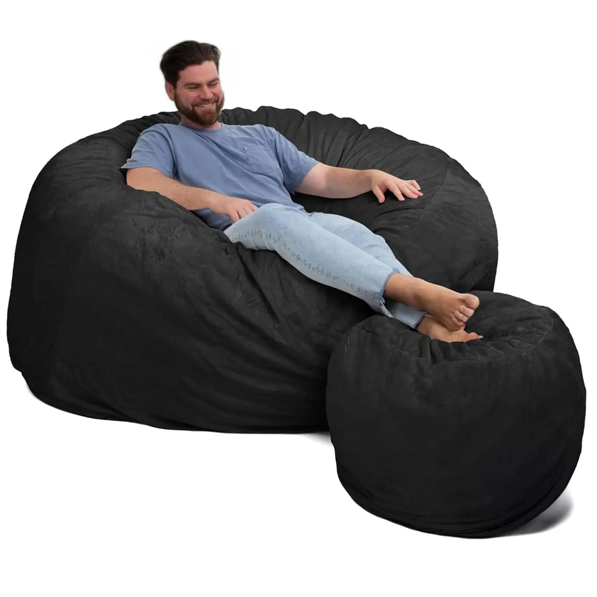 6ft Bean Bag Chair & Footstool, Oversize Bean Bag Chair for Adults, Comfy Chair Bean Bag Couch Lounge Sofa Loveseat, Customized
