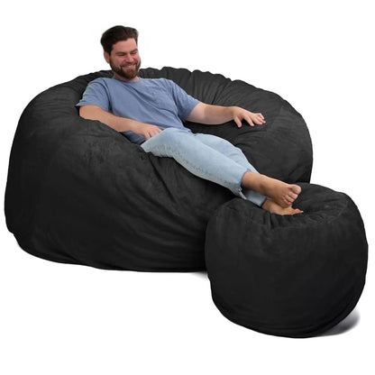 6ft Bean Bag Chair & Footstool, Oversize Bean Bag Chair for Adults, Comfy Chair Bean Bag Couch Lounge Sofa Loveseat, Customized