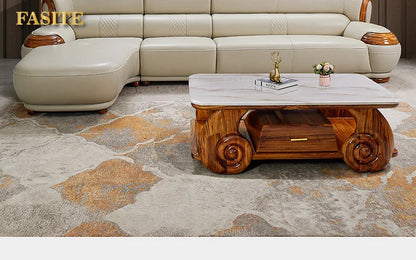 Modern ebony leather sofa first layer cowhide home simple new Chinese living room solid wood