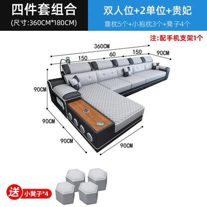 New multi-functional sofa simple modern living room large corner removable and washable technology cloth sofa combination furnit