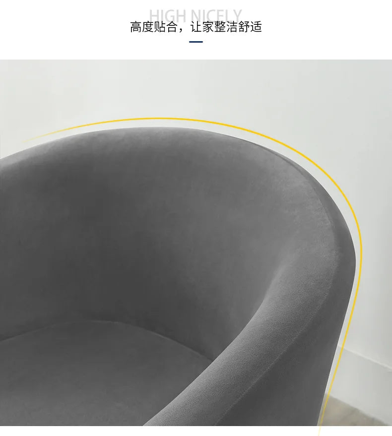 Silver Fox Velvet Club Sofa Cover with Seat Cushion, Round Dust Cover, Cross-Border