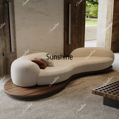 Medieval wabi-sandy wind solid wood curved living room small apartment hotel homestay reception sofa